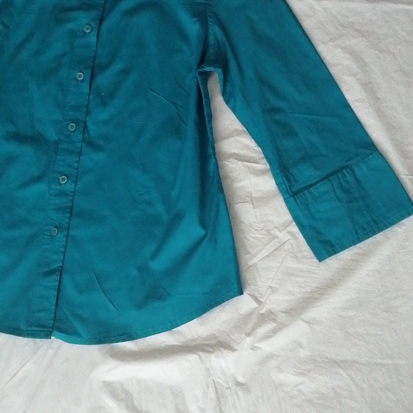 TEAL SUZY SHIER WOMEN'S BASIC LONG SLEEVE BUTTON DOWN SHIRT - Picture 2 of 4
